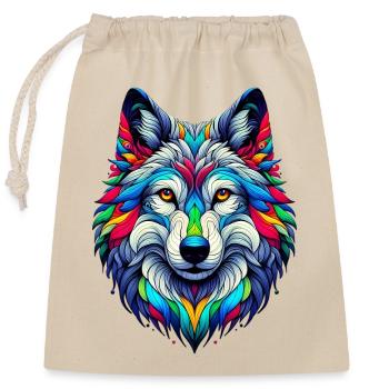 Loup - Sac cadeau en coton avec cordon (25 x 30 cm) - nature - Devant