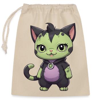 Halloween Cat Monster Edition - Closable cotton gift bag (25x30cm) - nature - Front
