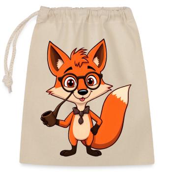 Renard plein d’ avec des lunettes : style de dessin animé confiant - Sac cadeau en coton avec cordon (25 x 30 cm) - nature - Devant