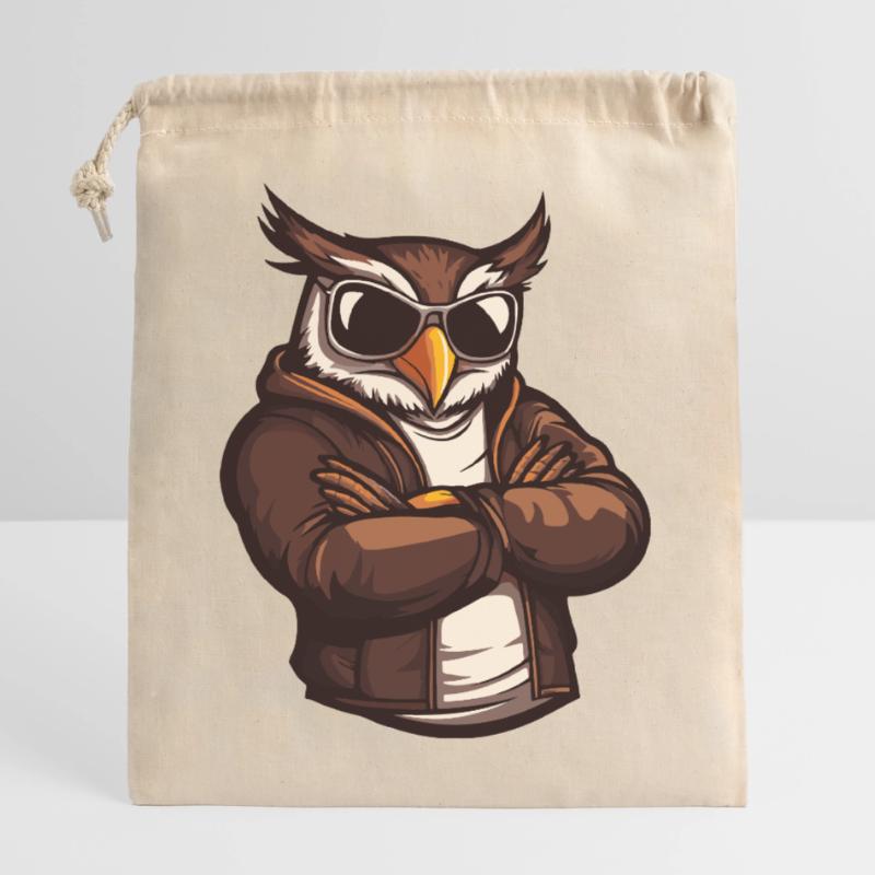 Owl Comic Cool Closable cotton gift bag (25x30cm)