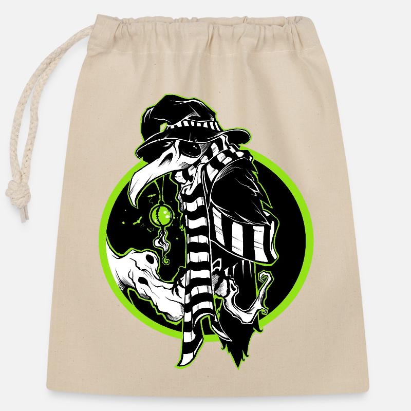 Corbeau - Sac cadeau en coton avec cordon (25 x 30 cm) - nature