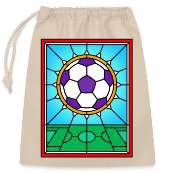 Buntglas Fußball Fenster Design - Verschließbarer Geschenkbeutel aus Baumwolle (25x30cm) - Natur - Vorne