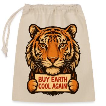 Tiger dit : Rends Eath Cool à Nouveau - Sac cadeau en coton avec cordon (25 x 30 cm) - nature - Devant