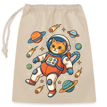 Cosmic Cat in Orbit - Verschließbarer Geschenkbeutel aus Baumwolle (25x30cm) - Natur - Vorne