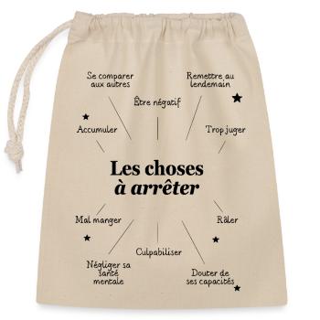 QUOTE. HUMOR. RESOLUTION. CHRISTMAS. YEAR - Closable cotton gift bag (25x30cm) - nature - Front