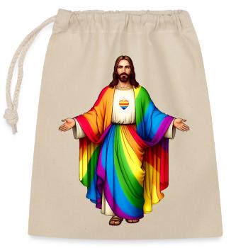 Jesus Arc en Ciel Coeur Pride - Sac cadeau en coton avec cordon (25 x 30 cm) - nature - Devant