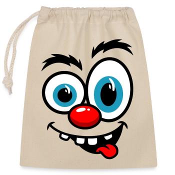 Caricature colorée du clown - Sac cadeau en coton avec cordon (25 x 30 cm) - nature - Devant