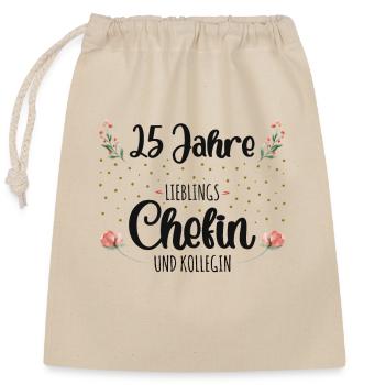 25 Jahre Jubiläum Chefin - Verschließbarer Geschenkbeutel aus Baumwolle (25x30cm) - Natur - Vorne