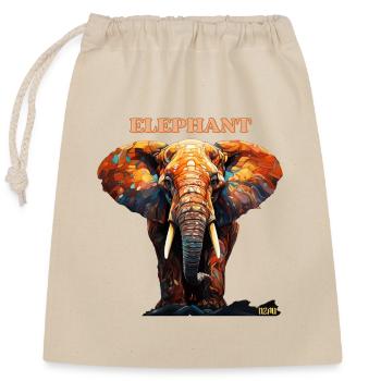 Eléphant magnifique coloré - Nzau - Sac cadeau en coton avec cordon (25 x 30 cm) - nature - Devant