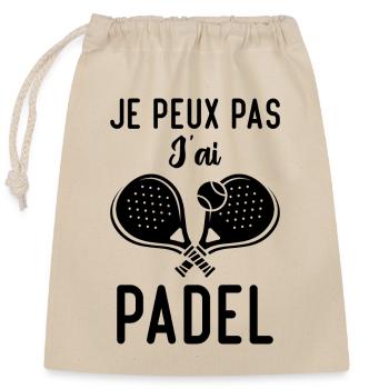 Je Peux Pas J'ai Padel - Sac cadeau en coton avec cordon (25 x 30 cm) - nature - Devant