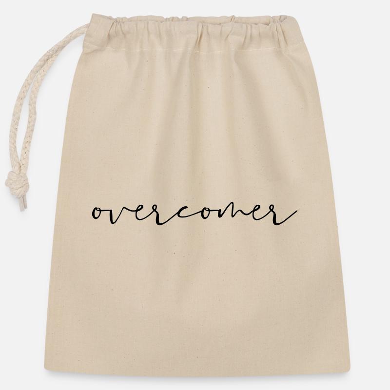 Overcomer - Closable cotton gift bag (25x30cm) - nature