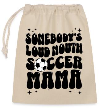 Humorous phrase mom football player - Closable cotton gift bag (25x30cm) - nature - Front