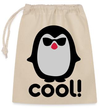 Cool pinguïn - Verschließbarer Geschenkbeutel aus Baumwolle (25x30cm) - Natur - Vorne