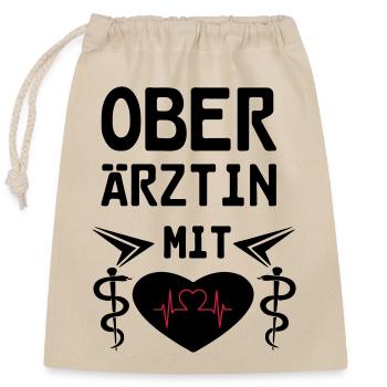 Oberärztin mit Herz Geschenk - Verschließbarer Geschenkbeutel aus Baumwolle (25x30cm) - Natur - Vorne