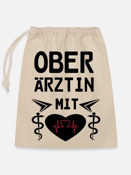 Oberärztin mit Herz Geschenk - Verschließbarer Geschenkbeutel aus Baumwolle (25x30cm) - Natur