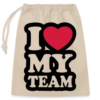 I love my team - Closable cotton gift bag (25x30cm) - nature - Front
