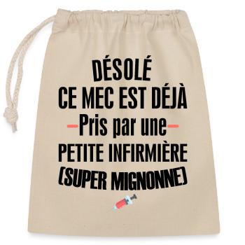 Désolé ce mec est déjà pris par une infirmière - Sac cadeau en coton avec cordon (25 x 30 cm) - nature - Devant