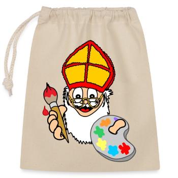 Sinterklaas paint - Closable cotton gift bag (25x30cm) - nature - Front