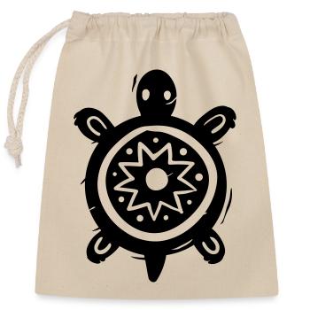 Tortue Tribale - Sac cadeau en coton avec cordon (25 x 30 cm) - nature - Devant