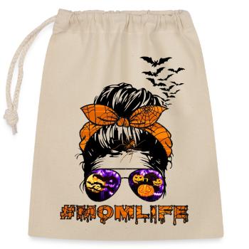 Mom Life Halloween - Closable cotton gift bag (25x30cm) - nature - Front