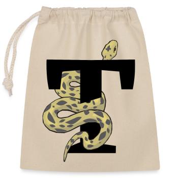 Letter t snake - Closable cotton gift bag (25x30cm) - nature - Front