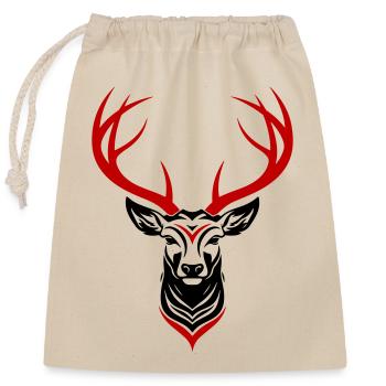 Deer Head - Closable cotton gift bag (25x30cm) - nature - Front