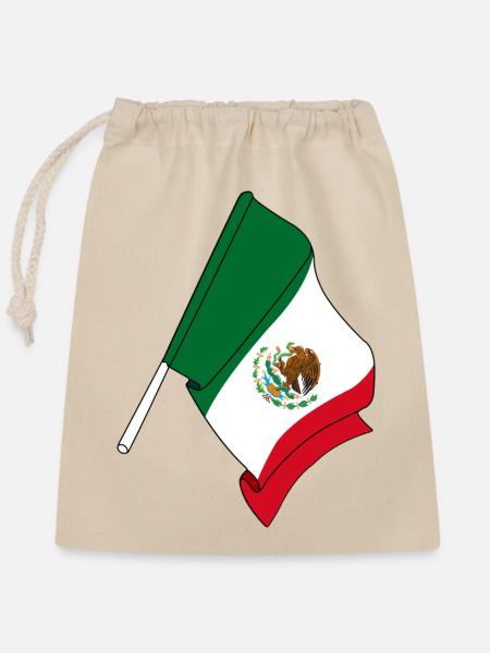Flagge von Mexiko - Verschließbarer Geschenkbeutel aus Baumwolle (25x30cm) - Natur