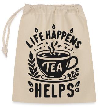 Life Happens Tee hilft - Verschließbarer Geschenkbeutel aus Baumwolle (25x30cm) - Natur - Vorne