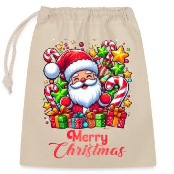 MERRY CHRISTMAS - Sac cadeau en coton avec cordon (25 x 30 cm) - nature - Devant