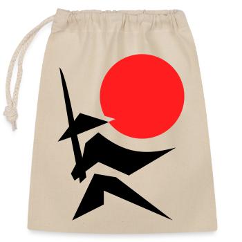 Abstract Image with Samurai Red Black - Closable cotton gift bag (25x30cm) - nature - Front