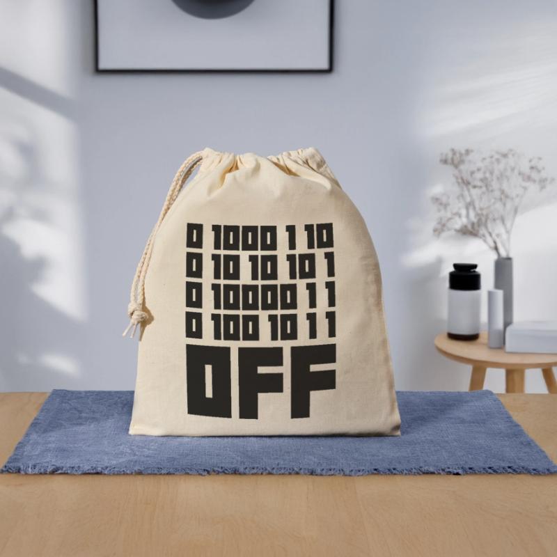 Binary Code F**k OFF – Humour Nerd & Geek Code Sac cadeau en coton avec cordon (25 x 30 cm)