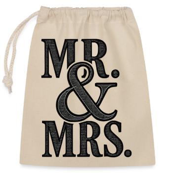 MR. & MRS - Romantic Wedding - Newlyweds - Closable cotton gift bag (25x30cm) - nature - Front