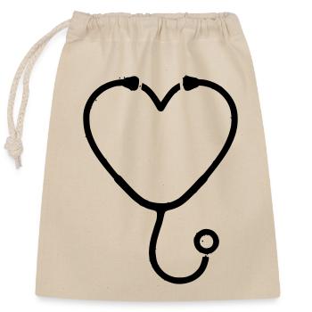 Stethoscope Heart Medicine Outline - Closable cotton gift bag (25x30cm) - nature - Front