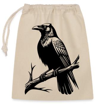 Crow - Closable cotton gift bag (25x30cm) - nature - Front