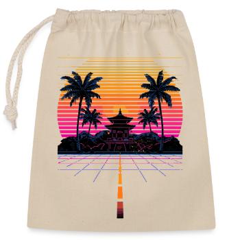 Vaporwave Synthwave Retro Pixel Aesthetic Design - Verschließbarer Geschenkbeutel aus Baumwolle (25x30cm) - Natur - Vorne