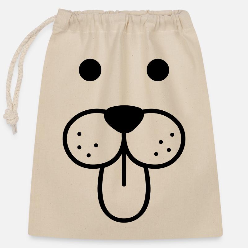 doggy face - Sac cadeau en coton avec cordon (25 x 30 cm) - nature