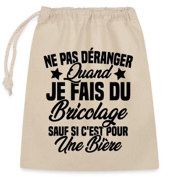 Cadeau humour ne pas déranger bricolage bière - Sac cadeau en coton avec cordon (25 x 30 cm) - nature - Devant