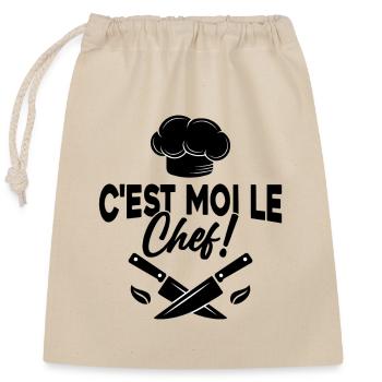 C'est moi le chef Toque de cuisinier - Sac cadeau en coton avec cordon (25 x 30 cm) - nature - Devant