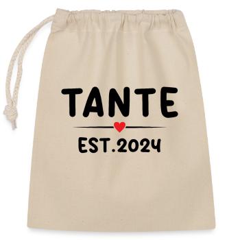 Tante 2024 Patin werdende Tante - Verschließbarer Geschenkbeutel aus Baumwolle (25x30cm) - Natur - Vorne