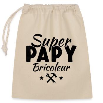 super papy bricoleur - Sac cadeau en coton avec cordon (25 x 30 cm) - nature - Devant
