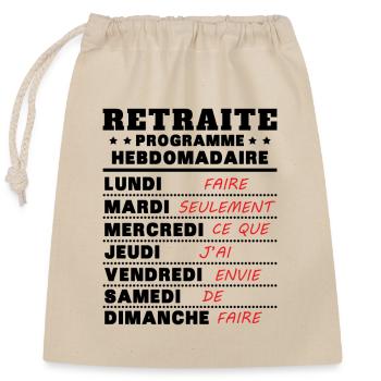 Retraite programme hebdomad retraite rigolo - Sac cadeau en coton avec cordon (25 x 30 cm) - nature - Devant