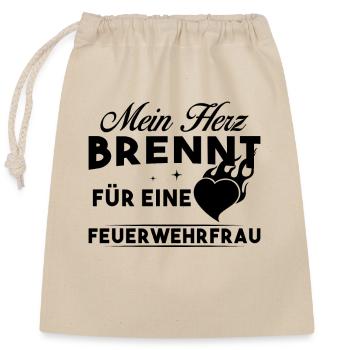 Mein Herz brennt für eine Feuerwehrfrau - Verschließbarer Geschenkbeutel aus Baumwolle (25x30cm) - Natur - Vorne