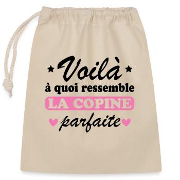 Femme La Copine Parfaite Amour Amitié Humour - Sac cadeau en coton avec cordon (25 x 30 cm) - nature - Devant