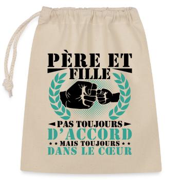 Father and Daughter Father's Day Gift Vintage Humor - Closable cotton gift bag (25x30cm) - nature - Front