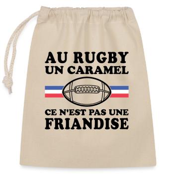 In rugby, a caramel is not a treat - Closable cotton gift bag (25x30cm) - nature - Front