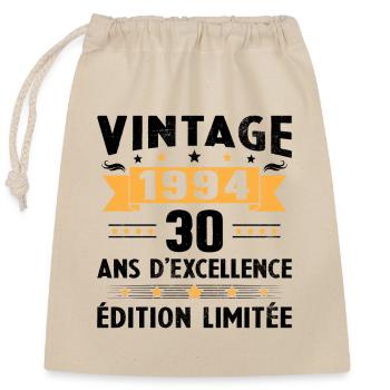 30 Jahre 1994 Vintage Jubiläumsgeschenk - Verschließbarer Geschenkbeutel aus Baumwolle (25x30cm) - Natur - Vorne