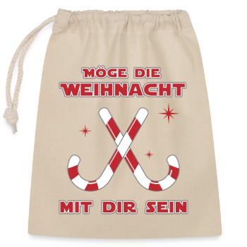 Möge die Weihnacht mit dir sein - Verschließbarer Geschenkbeutel aus Baumwolle (25x30cm) - Natur - Vorne