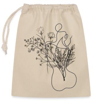 Woman Flowers Confidence - Closable cotton gift bag (25x30cm) - nature - Front
