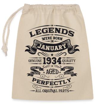 90th Birthday Legend Vintage 1934 Original - Closable cotton gift bag (25x30cm) - nature - Front