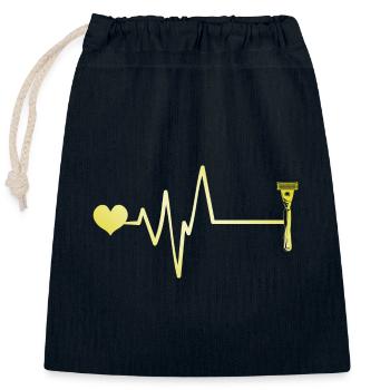 Razor Blade Pulse Heart Love - Closable cotton gift bag (25x30cm) - navy - Front